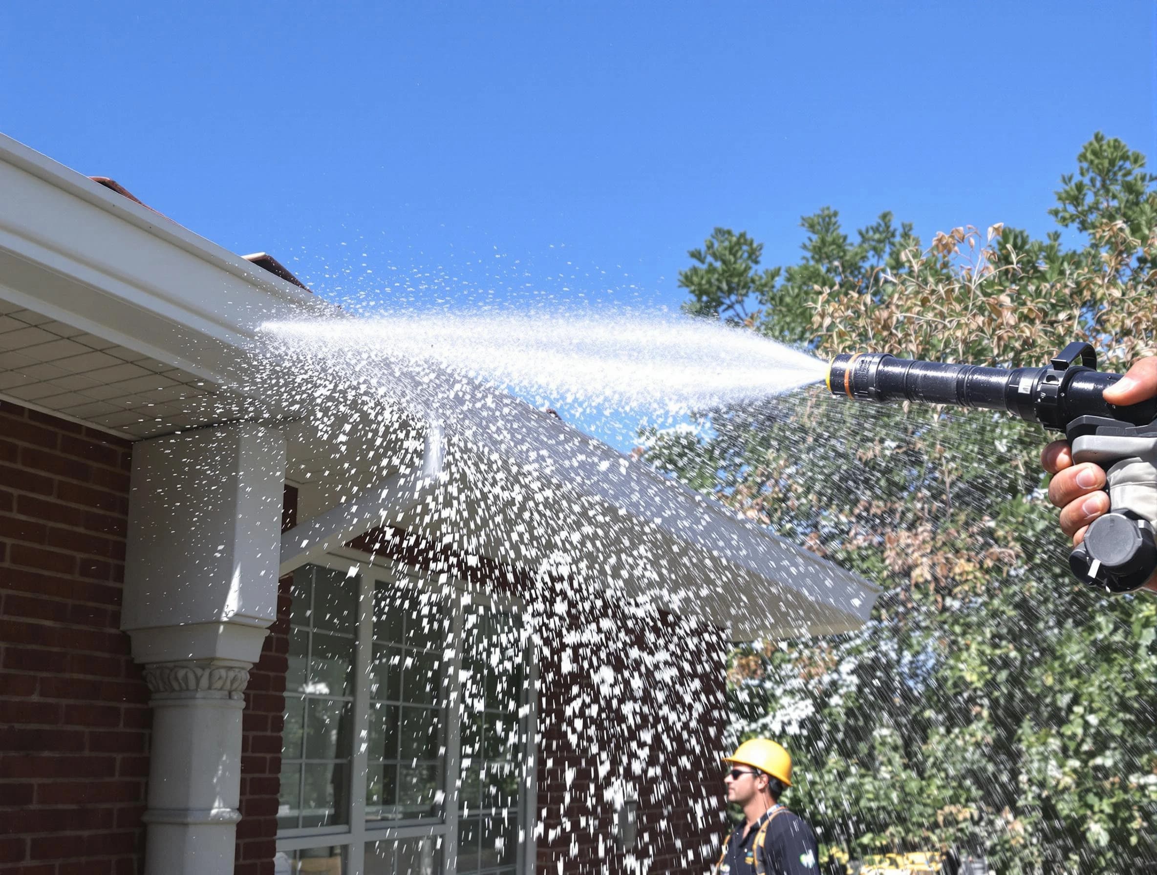 Cleared downspout by Rocky River Roofing Company ensuring unrestricted flow in Rocky River, OH