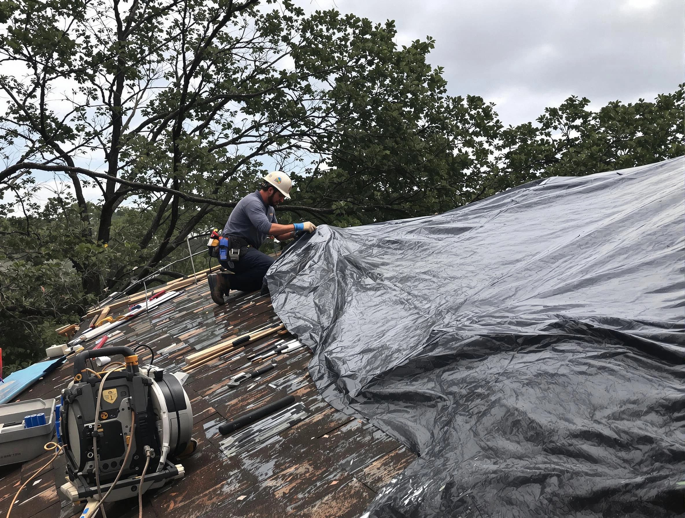 Rocky River Roofing Company responding to an emergency roof repair call in Rocky River, OH