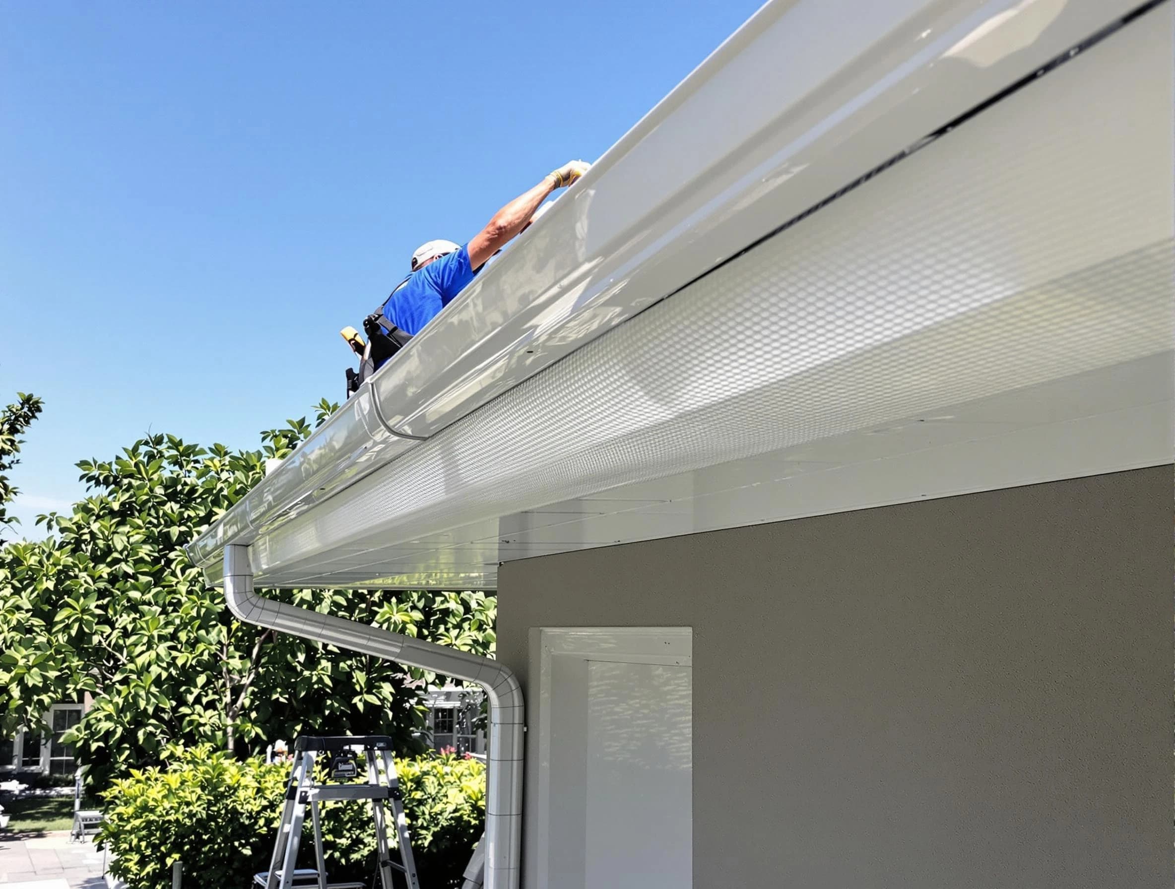 Debris-free gutter guard system by Rocky River Roofing Company in Rocky River, OH