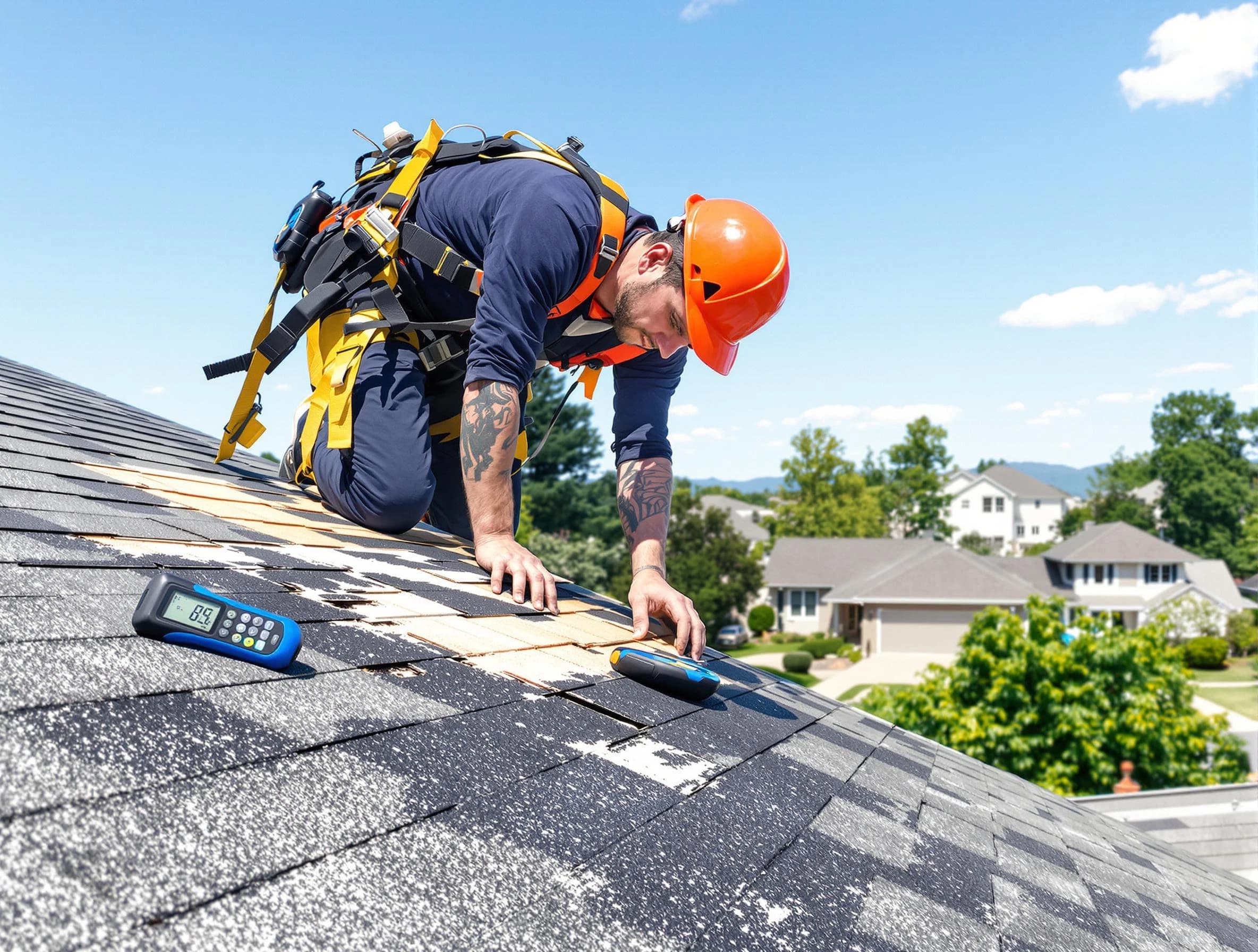 Rocky River Roofing Company professional performing roof repairs in Rocky River, OH