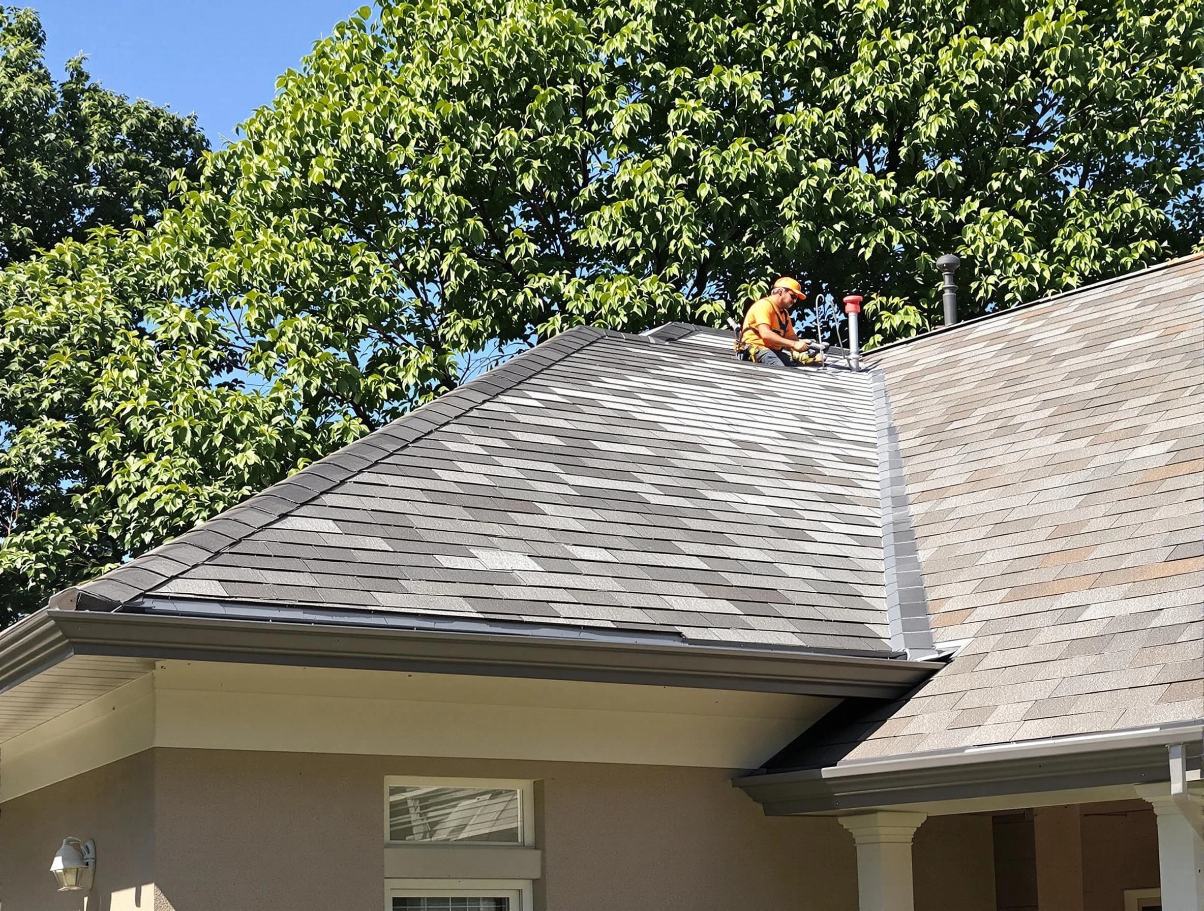 Newly completed shingle roofing by Rocky River Roofing Company in Rocky River, OH